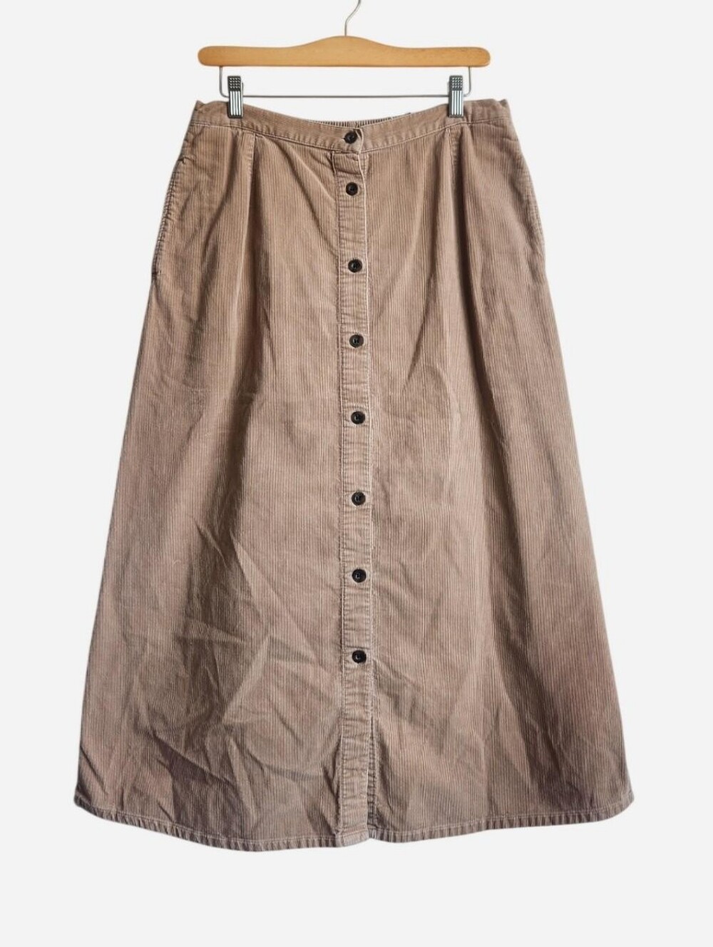 Tan Corduroy A-line Skirt